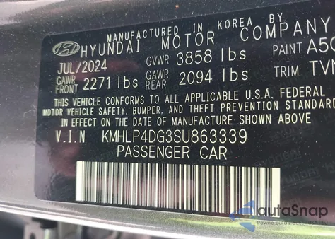 2025 Hyundai Elantra Limited z USA, uszkodzony, nr VIN KMHLP4DG3SU863339